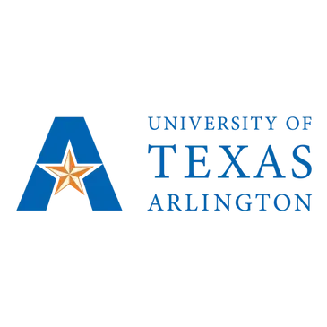 The logo for the University of Texas at Arlington, featuring a blue letter 