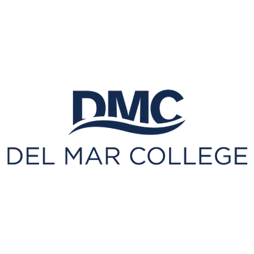 The Del Mar College logo featuring the dark blue acronym 
