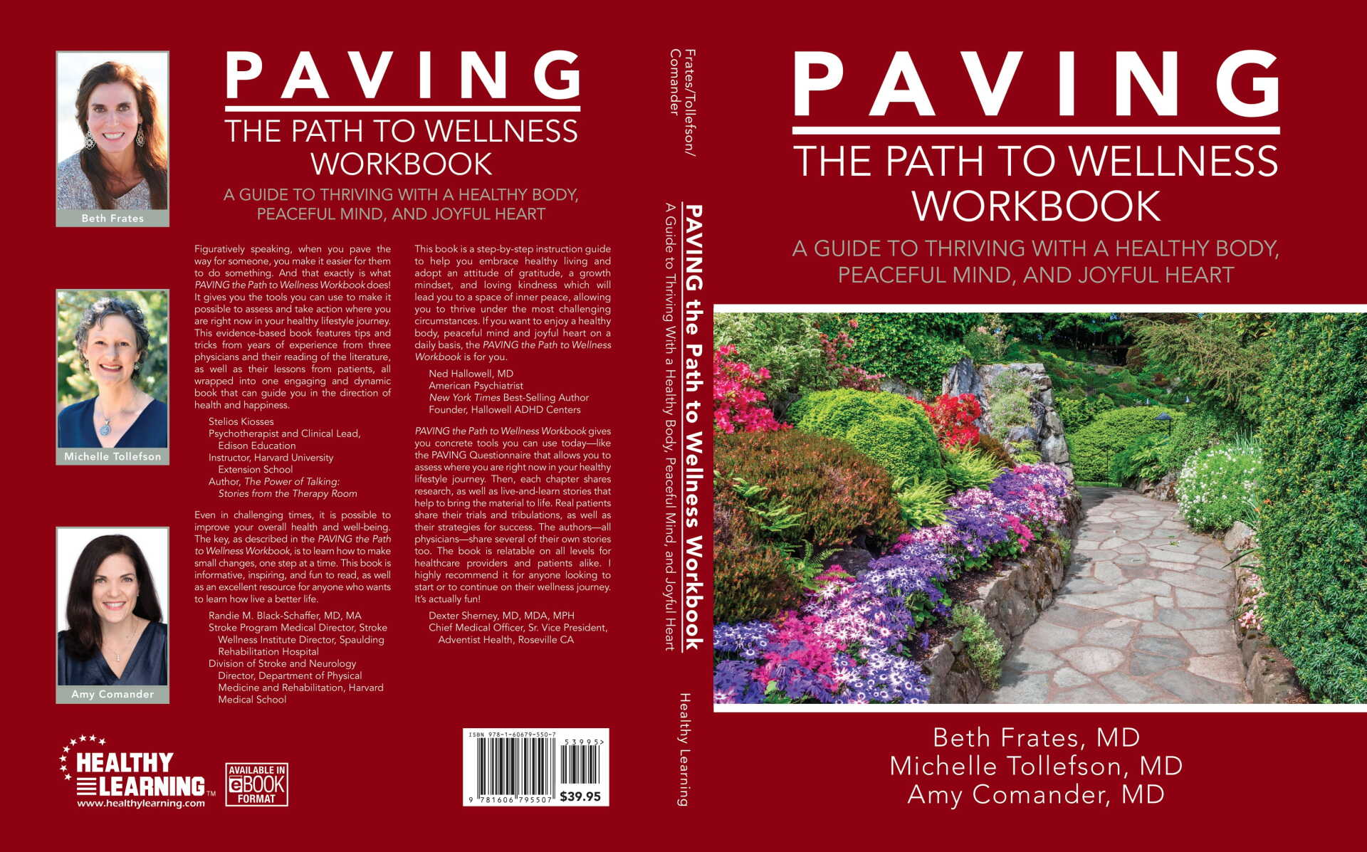 Book cover for “Paving the Way for Women in Work,” red with portraits and a garden path photo