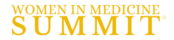 Women in Medicine Summit logo in gold text on a white background.