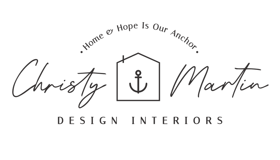 Christy Martin Design Interiors logo with anchor emblem and “Home is Our Anchor” tagline