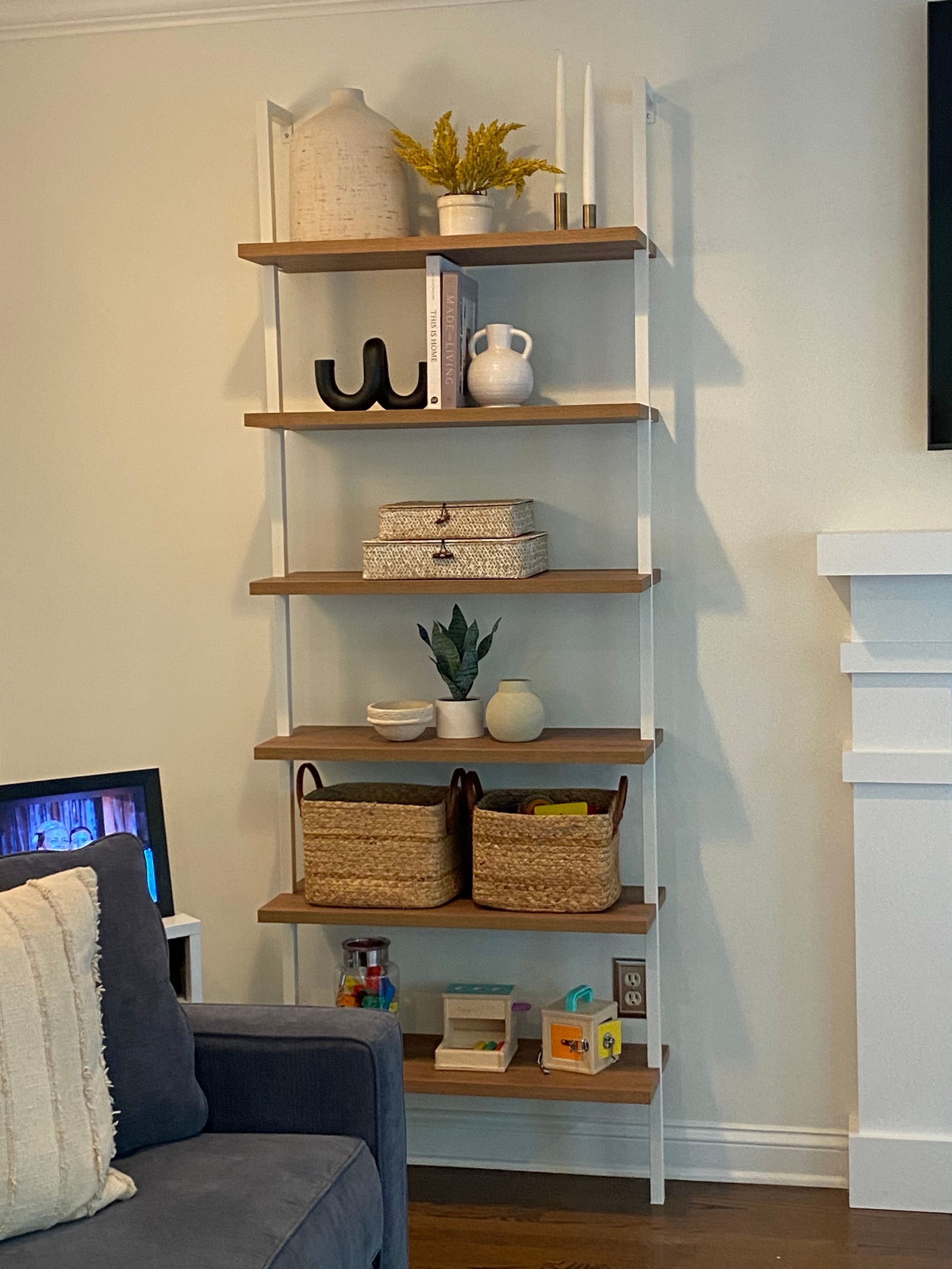 Styled bookcase by Christy Martin Design Interiors