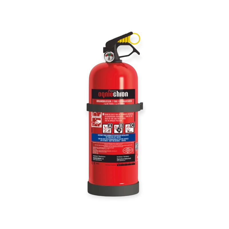 Poederblusser 2 kg met manometer  Brandklasse A, B & C