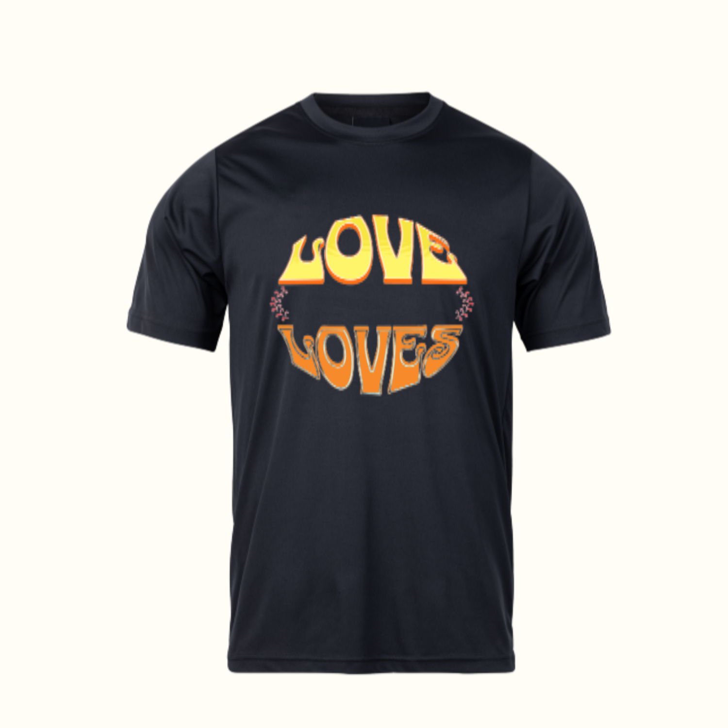 A purple t-shirt with the words love loves on it in a circle
