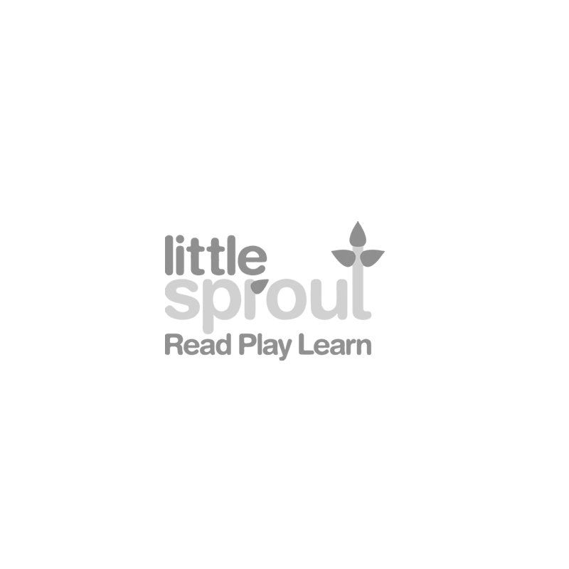 The little sprout read play learn logo is black and white.