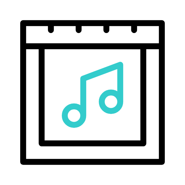 Um calendário com uma nota musical.