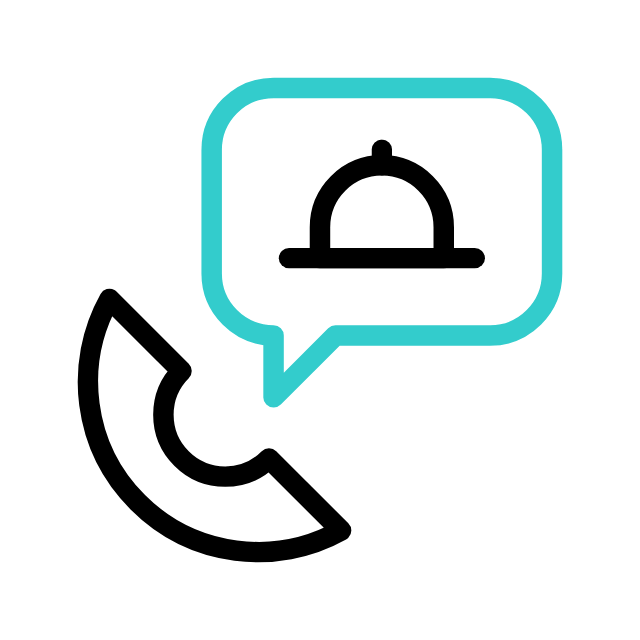 Um telefone com um balão de diálogo e uma bandeja.