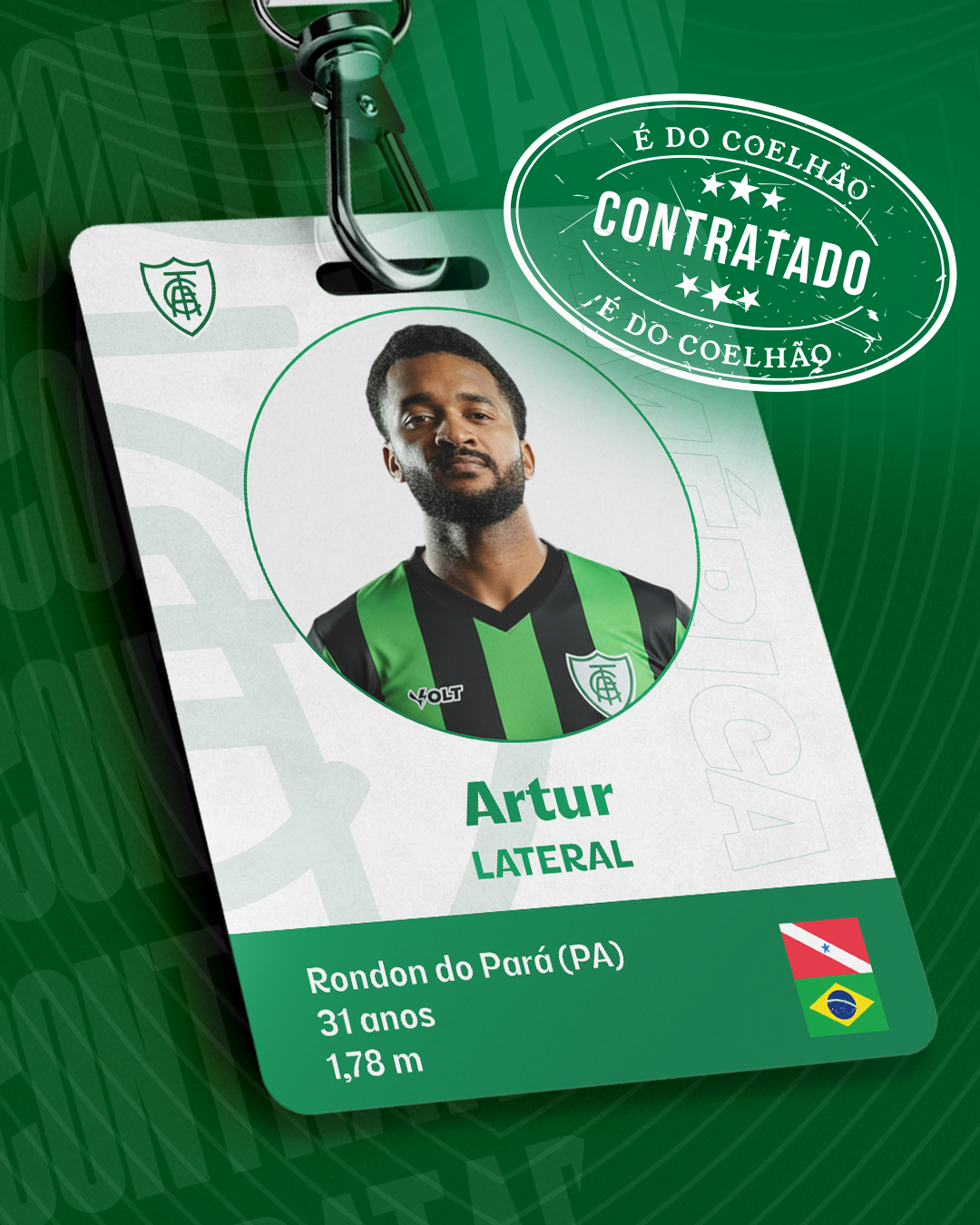 Artur &eacute; o novo refor&ccedil;o do Am&eacute;rica para 2026