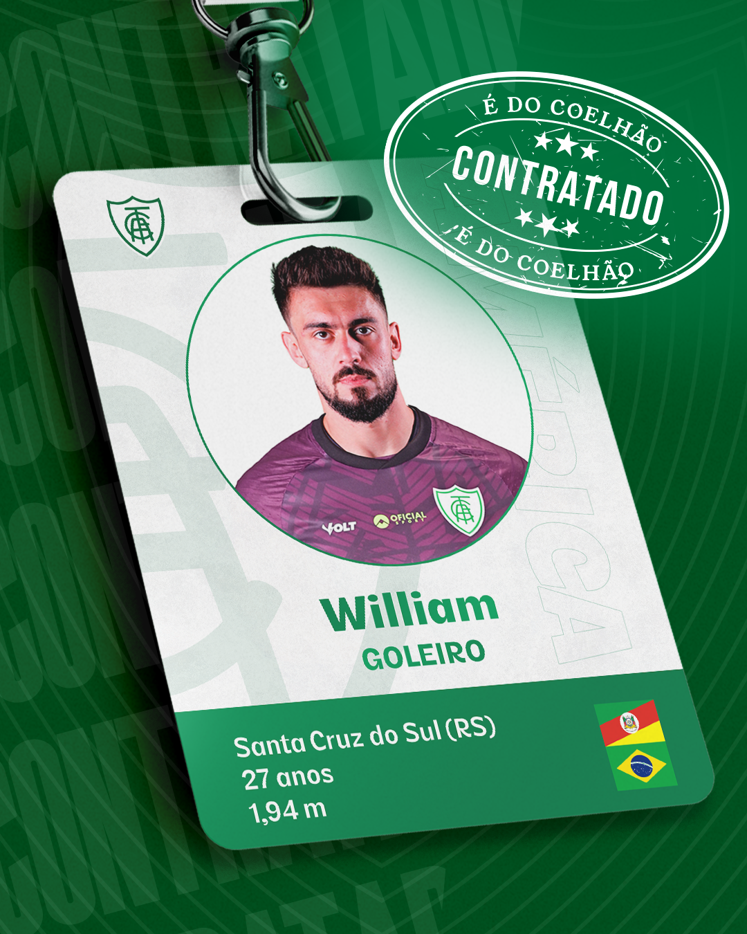 Goleiro William é o novo reforço do América