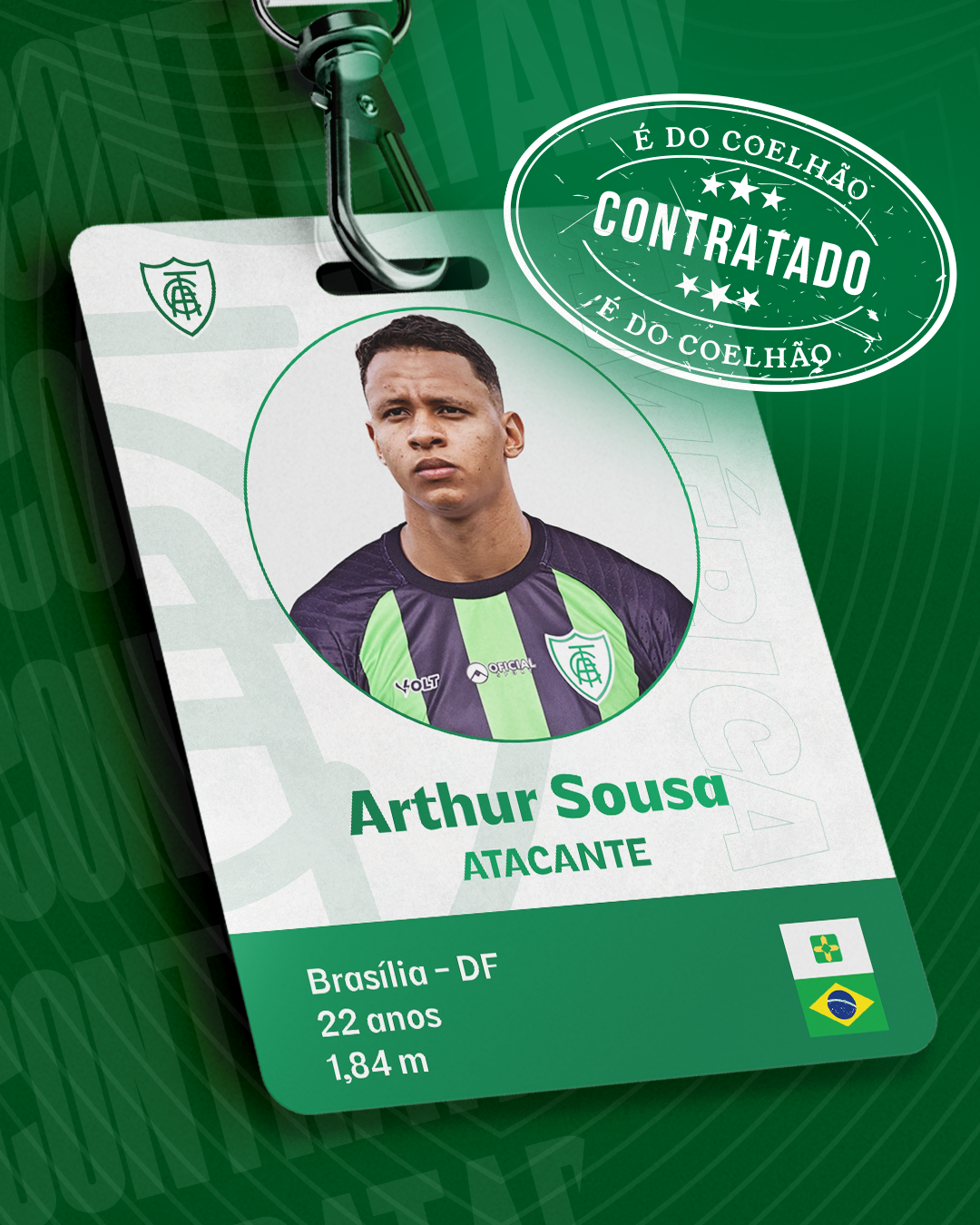 Am&eacute;rica acerta o empr&eacute;stimo do atacante Arthur Sousa