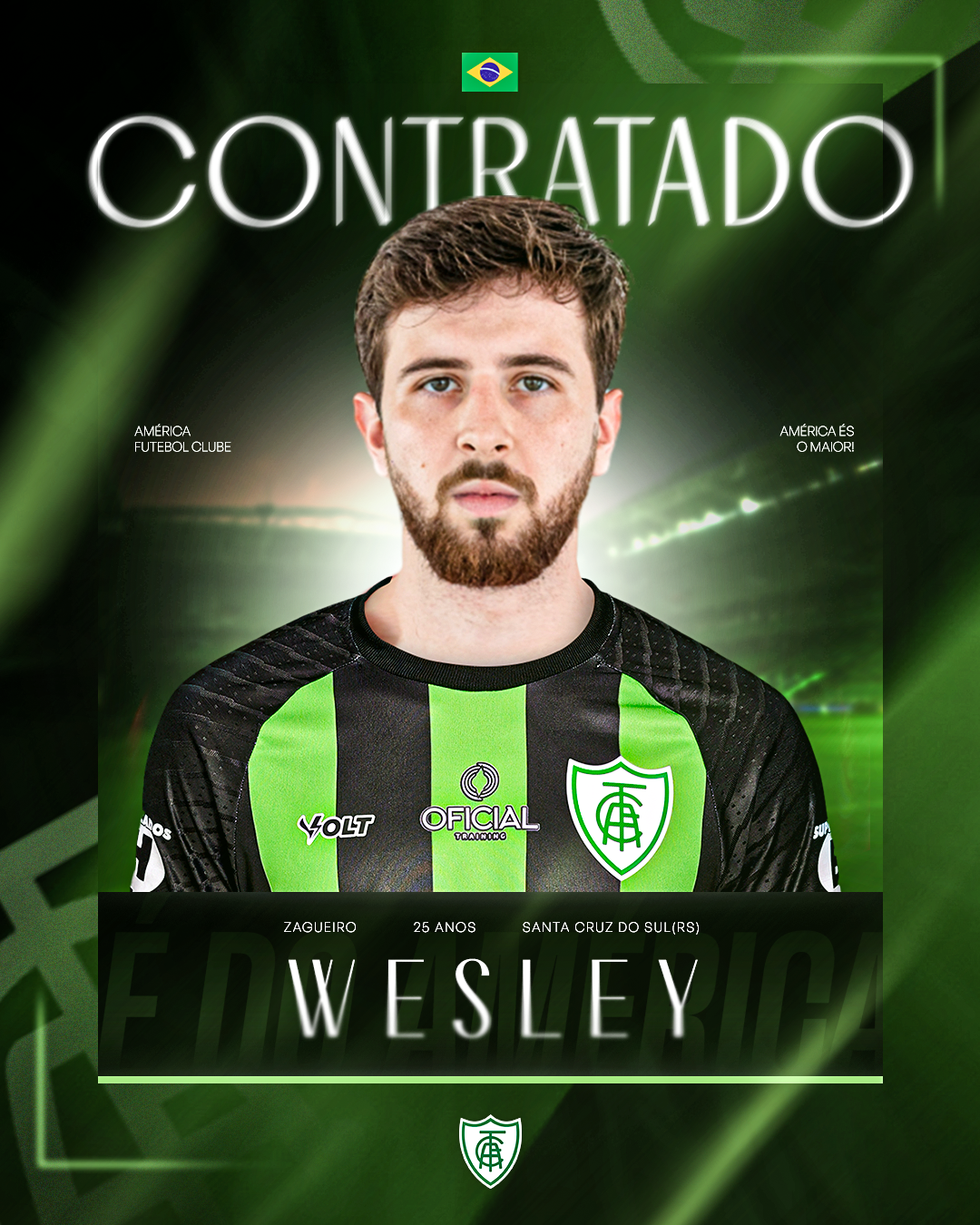 AMÉRICA ANUNCIA A CONTRATAÇÃO DO ZAGUEIRO WESLEY