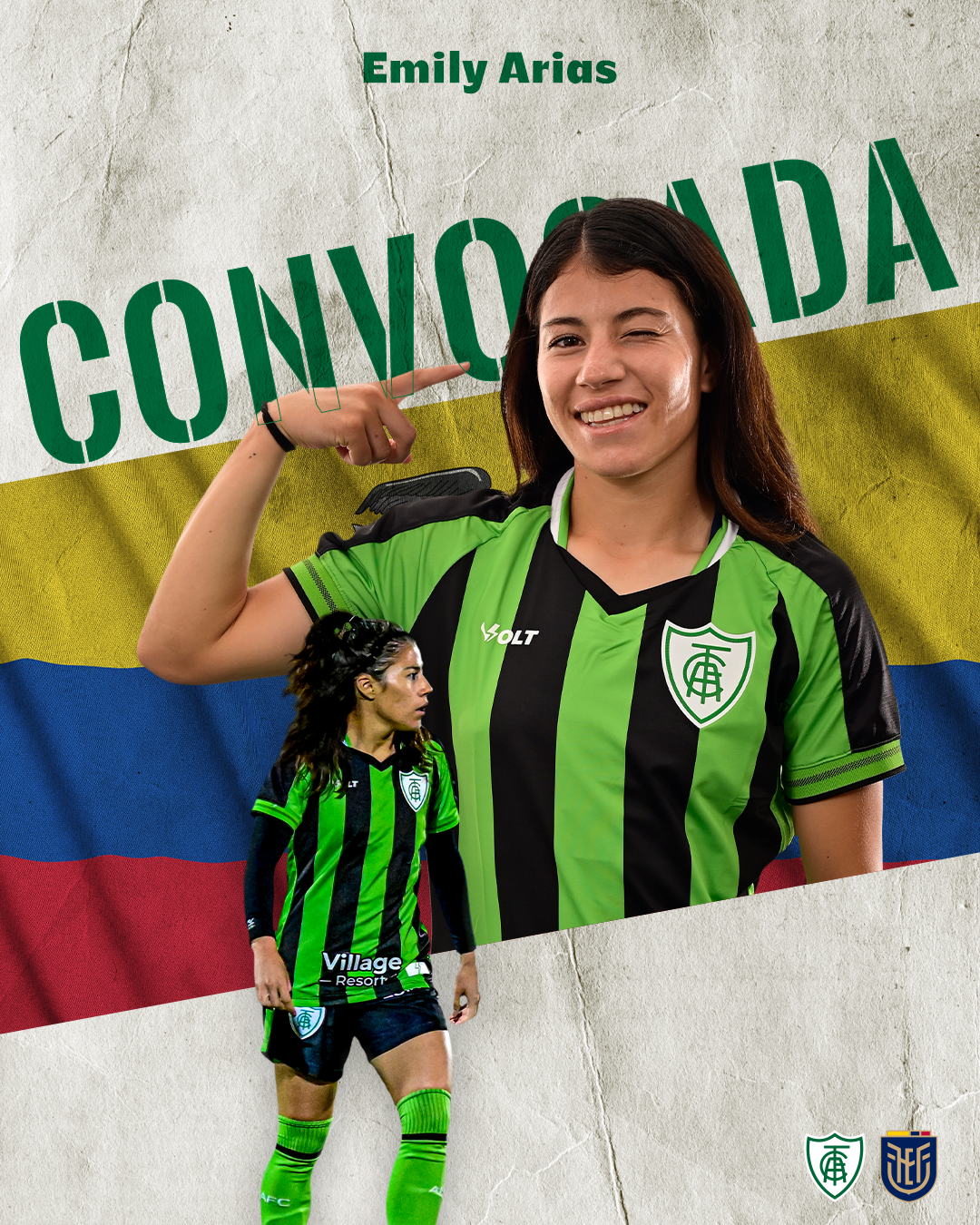 Emily Arias &eacute; convocada para Sele&ccedil;&atilde;o Equatoriana