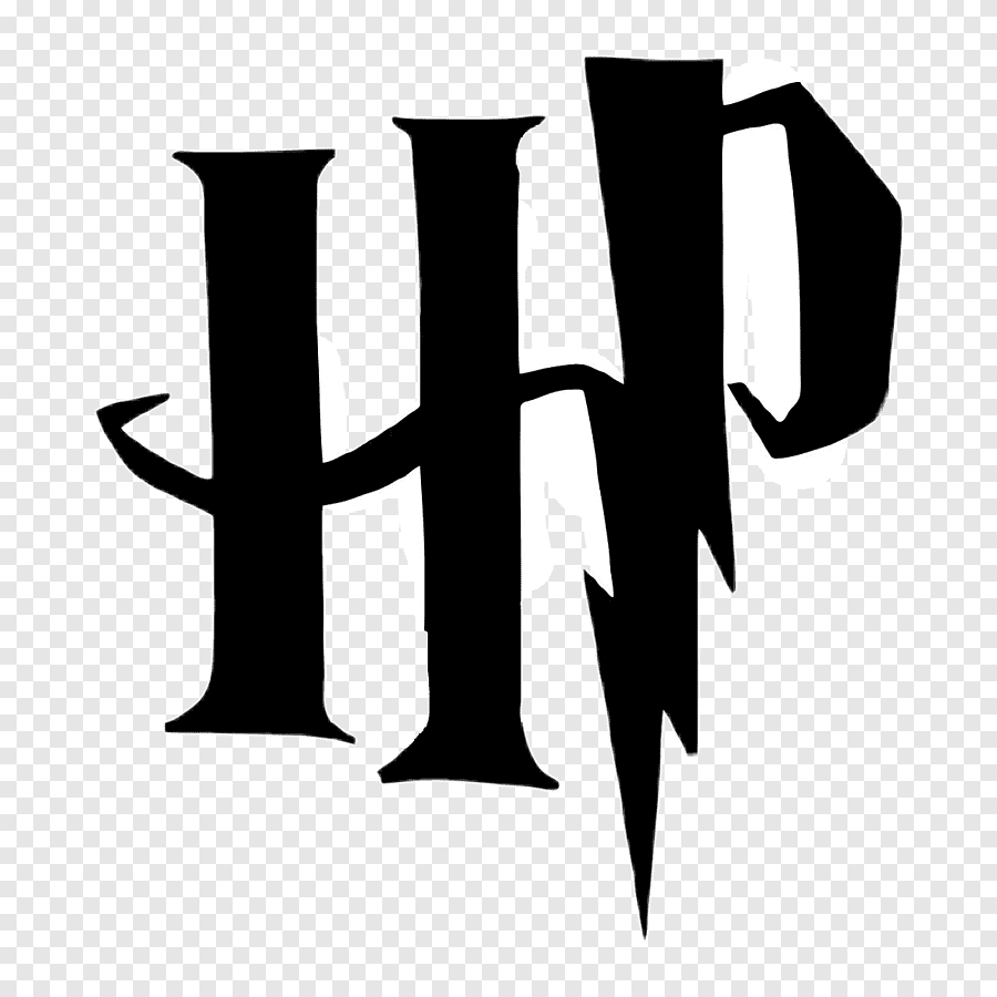 Logo Harry Potter : « HP » noir avec un éclair et une ligne courbe.