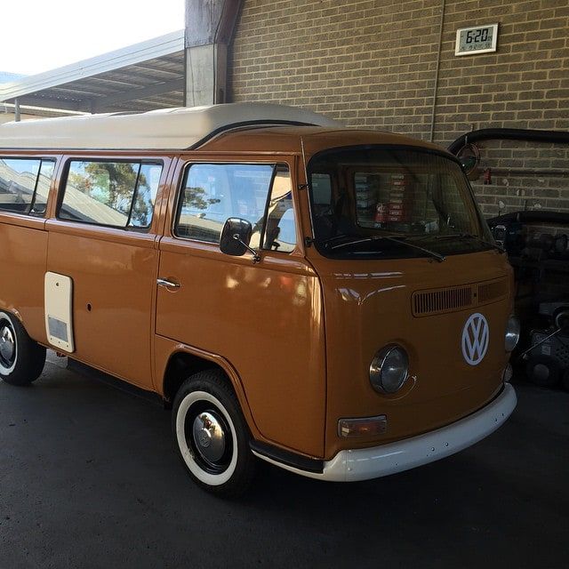 A Brown Vw Van is Parked in Front of a Brick Wall — Stokers VW Mechanical Servicing & Repairs in Byron Bay, NSW