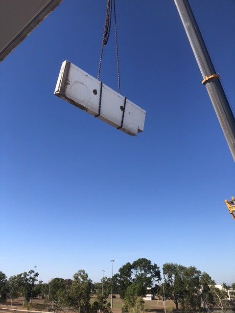 Crane Lifting Cement — Super City Concrete Cutting In Darwin, NT