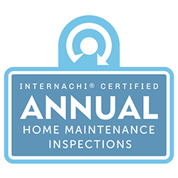Blue logo: InterNACHI certified for annual home maintenance inspections.