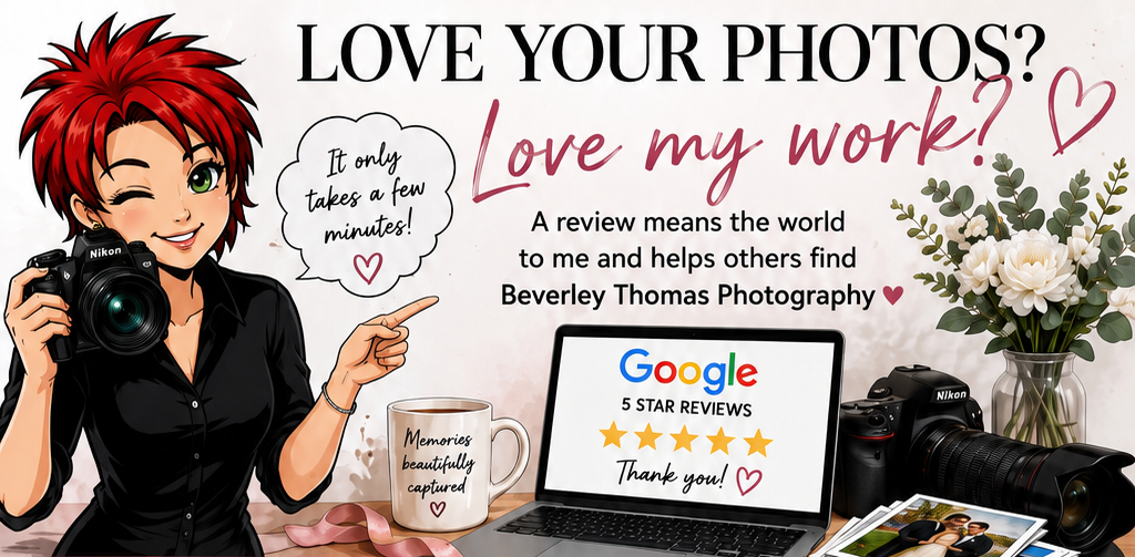 BevvyPix infograhic explaining how to leave a Google review for Beverley Thomas Photography