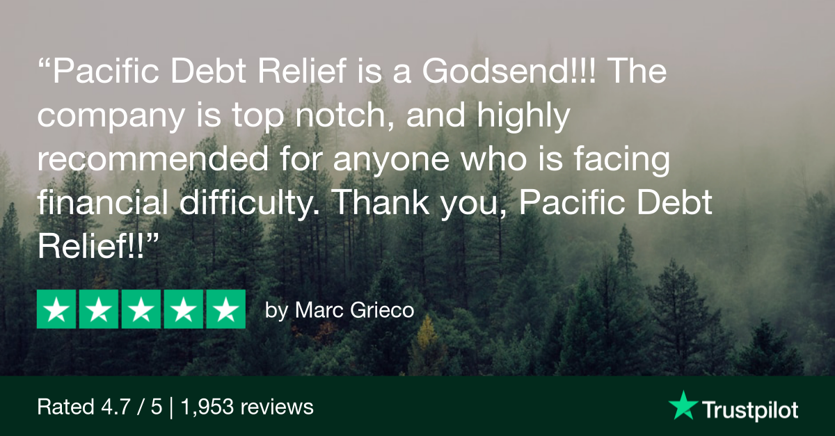 Trustpilot review with a 5-star rating to West Virginia Debt Relief.