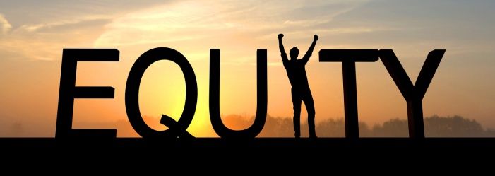 The word equity with a sunset in the background emphasizes a Good Debt To Equity Ratio.