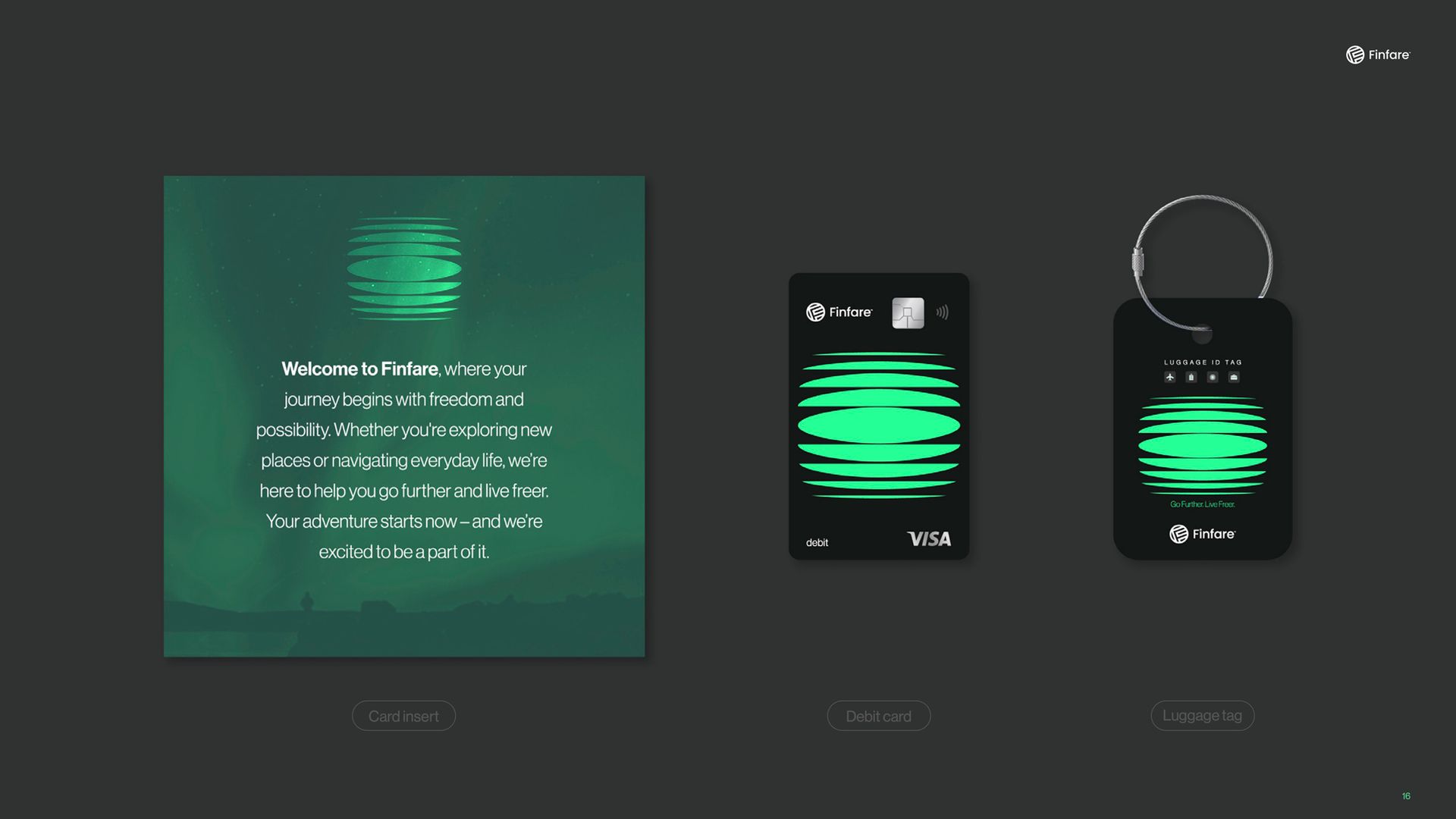 Black credit card with green design, displayed on a dark surface and against a dark background.
