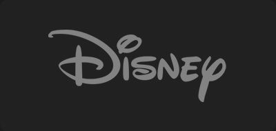 White Disney logo on a dark background.