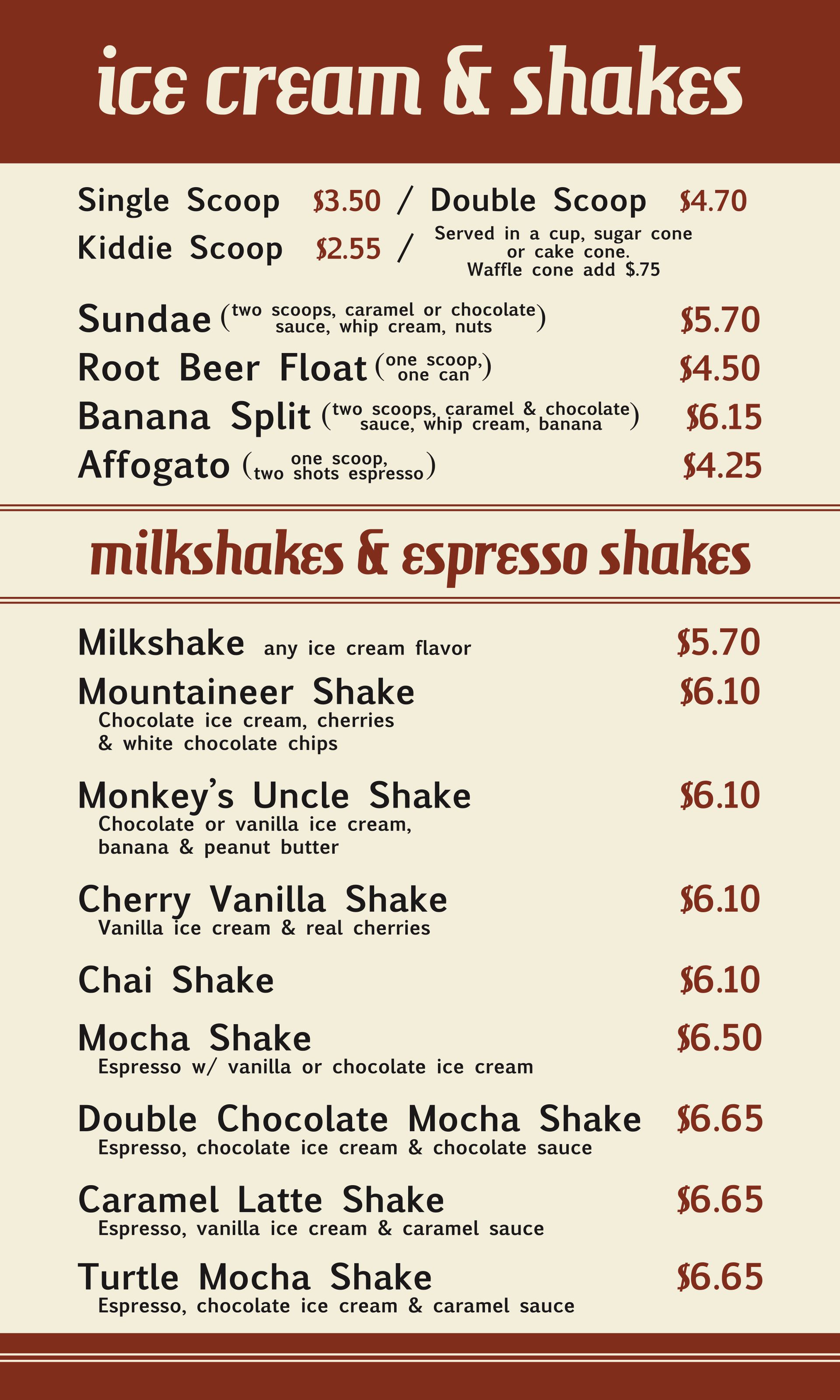 Menu Mochas Coffeehouse & Bakery Gunnison, Colorado