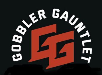 A gobbler gauntlet logo on a black background