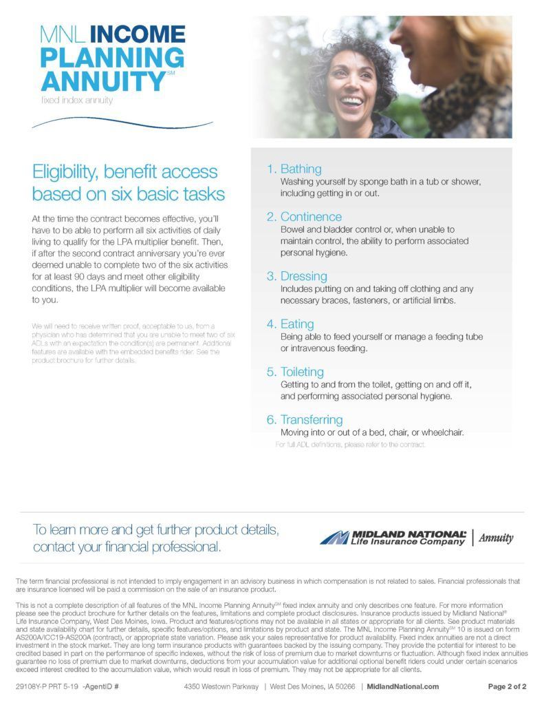 a woman is talking to another woman in a brochure about income planning annuity .