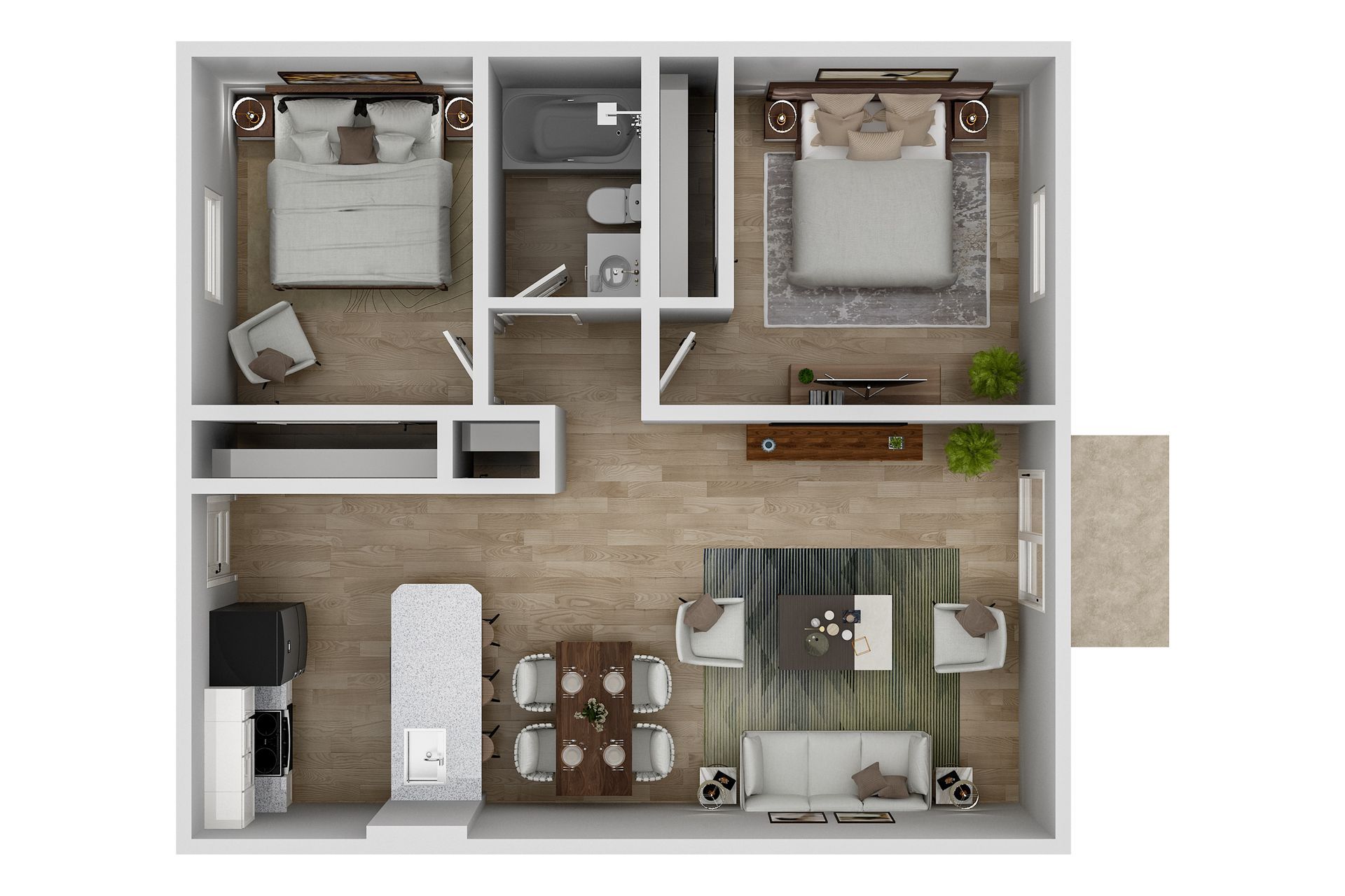 2 Bed | 1 Bath floorplan