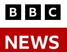 The bbc news logo is on a red and white background.
