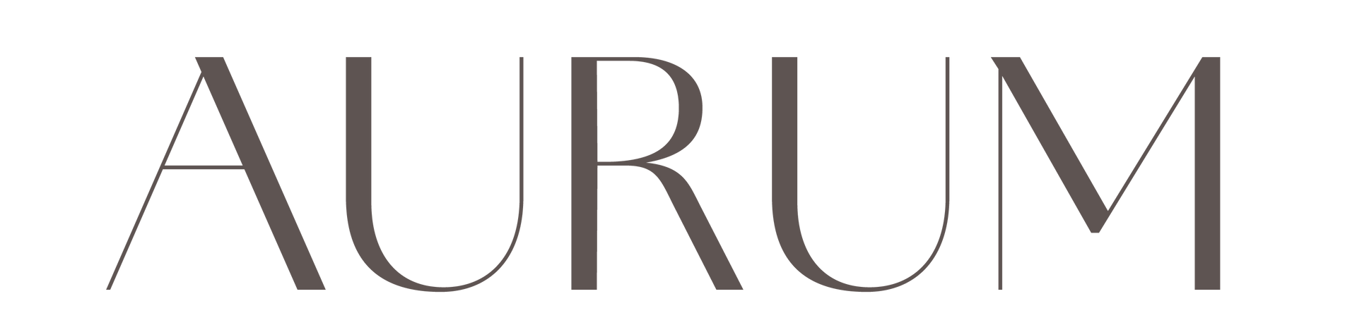Logo AURUM en élégantes lettres grises à empattements sur fond blanc