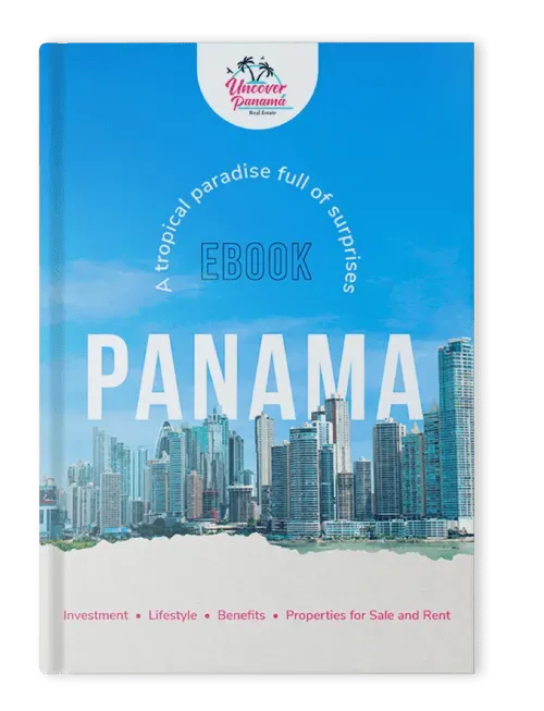 Blue ebook cover with Panama skyline and large white “PANAMA” title