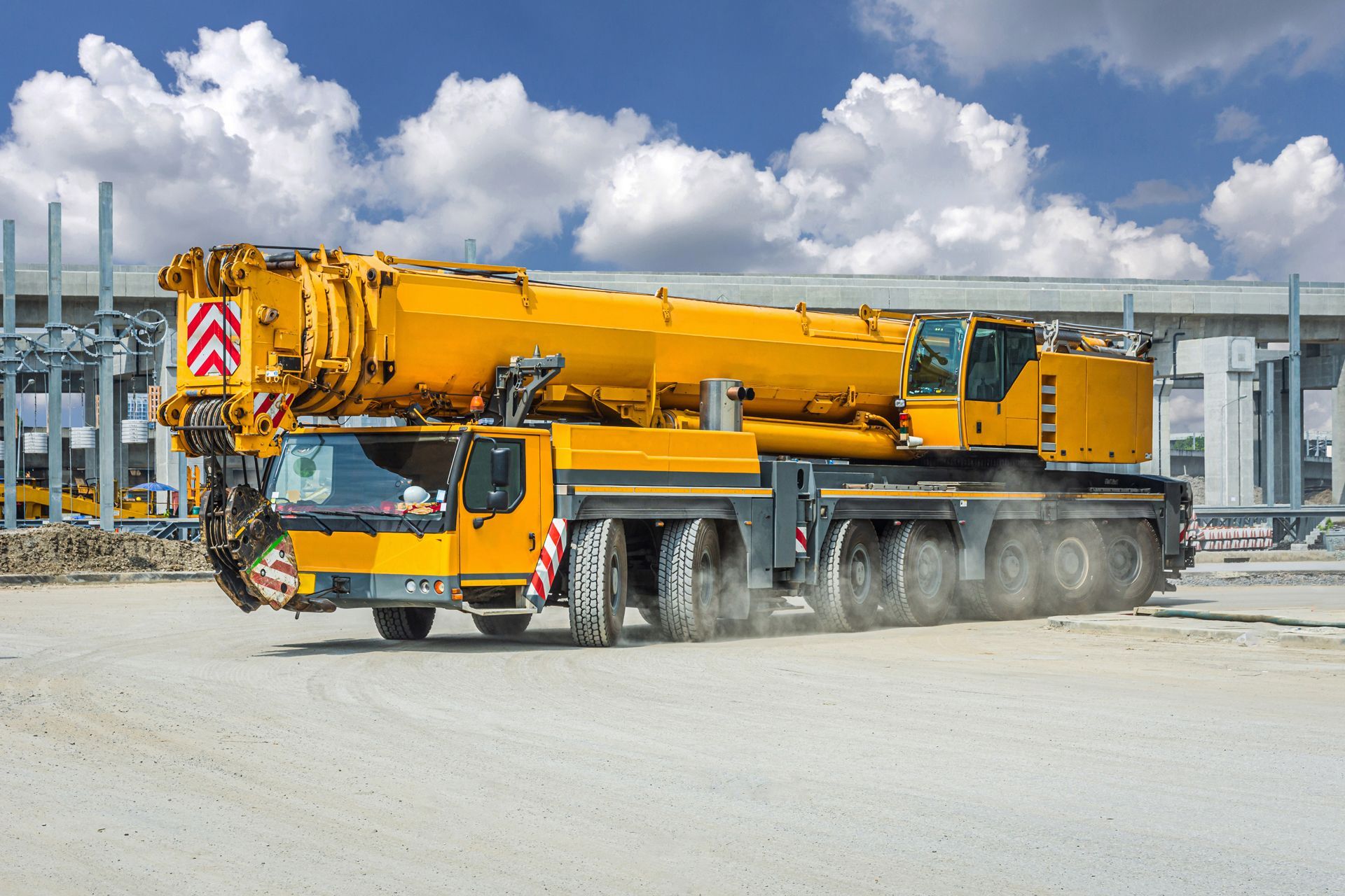 Mobile Crane With Cloudy Sky