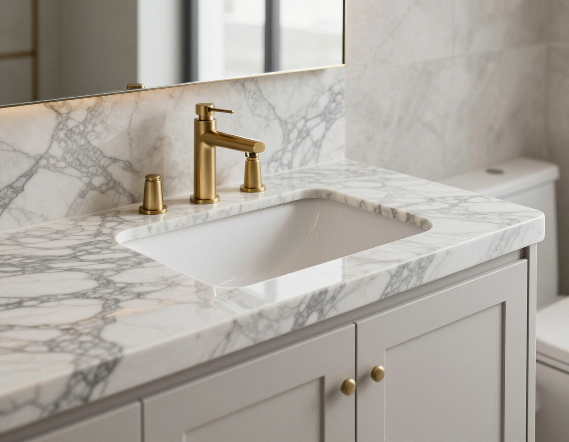 Luxury bathroom vanity with marble countertop