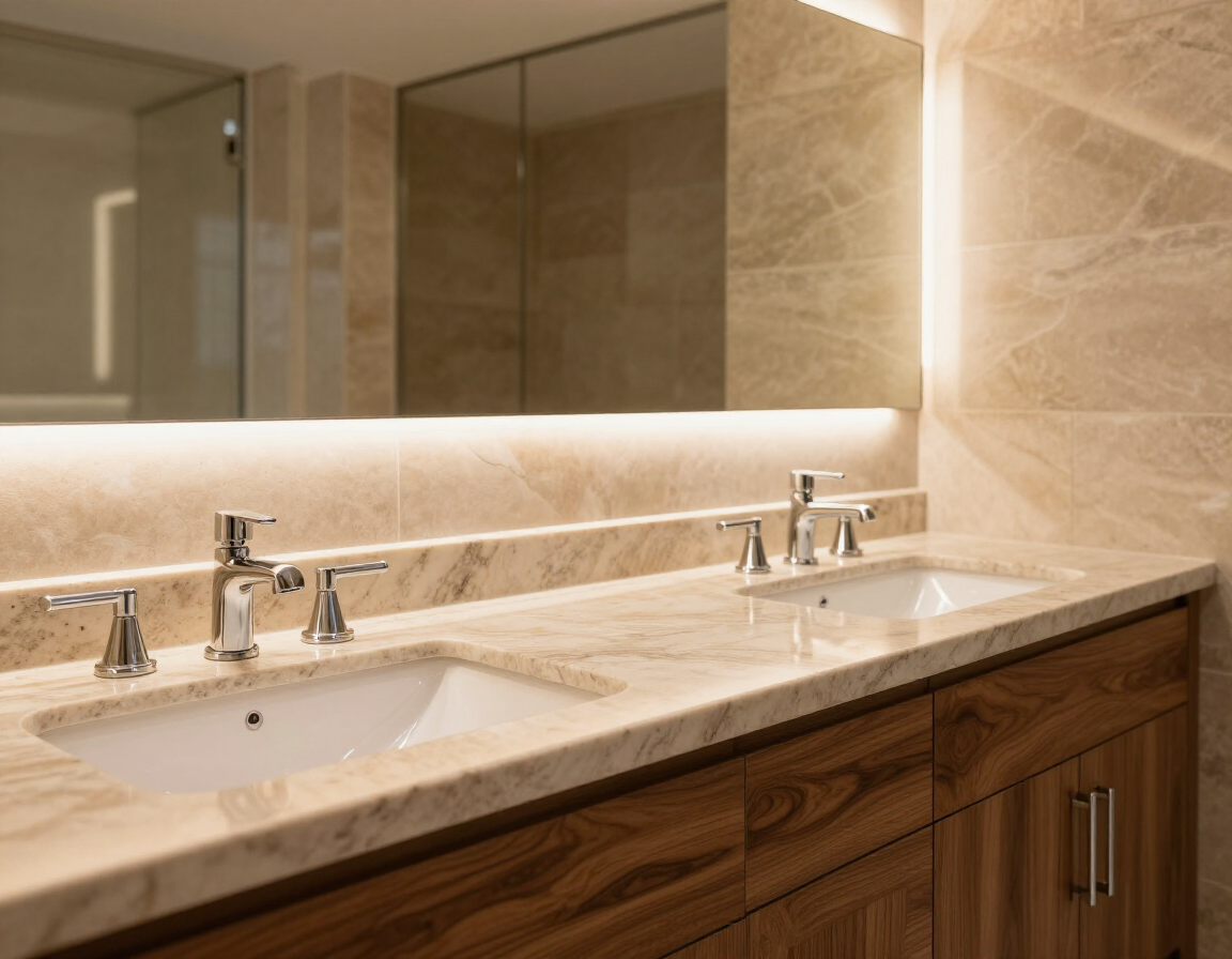 Elegant bathroom vanity with stone countertop
