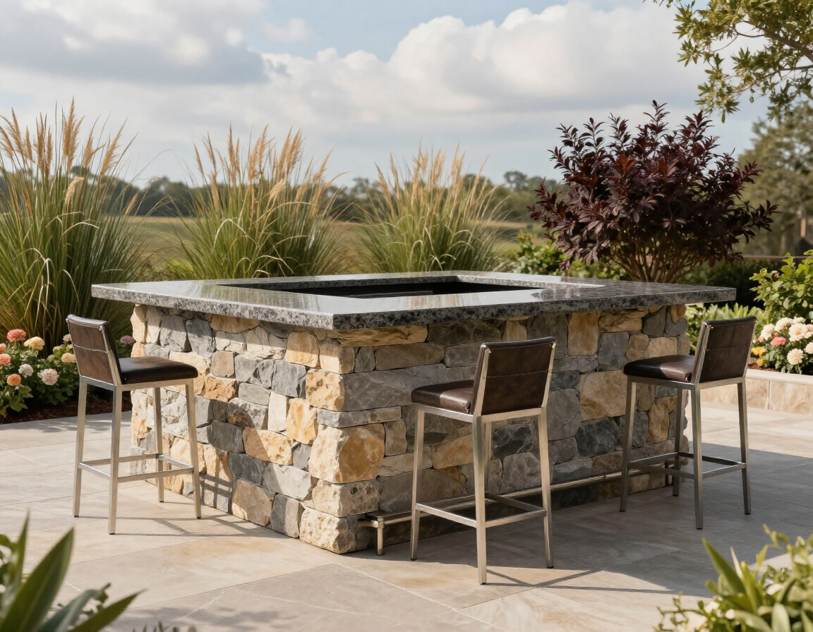 Custom stone outdoor bar