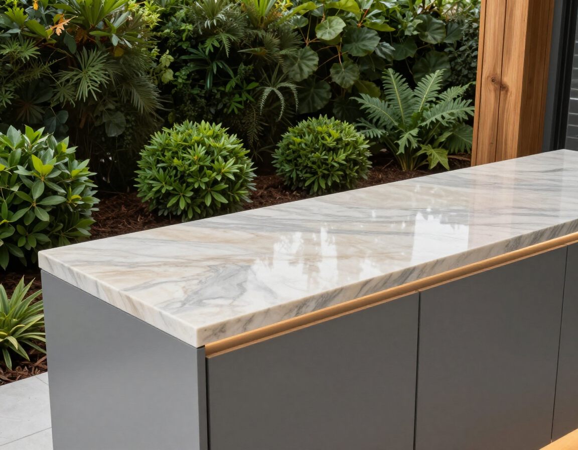 Sleek outdoor quartzite worktop