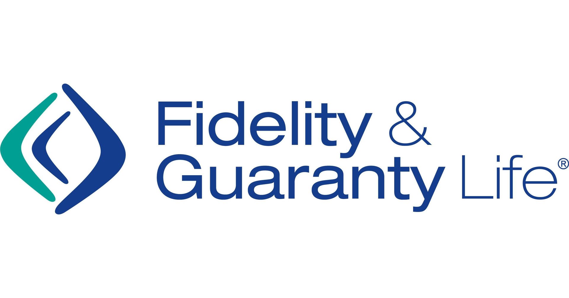 The logo for fidelity and guaranty life is blue and green.