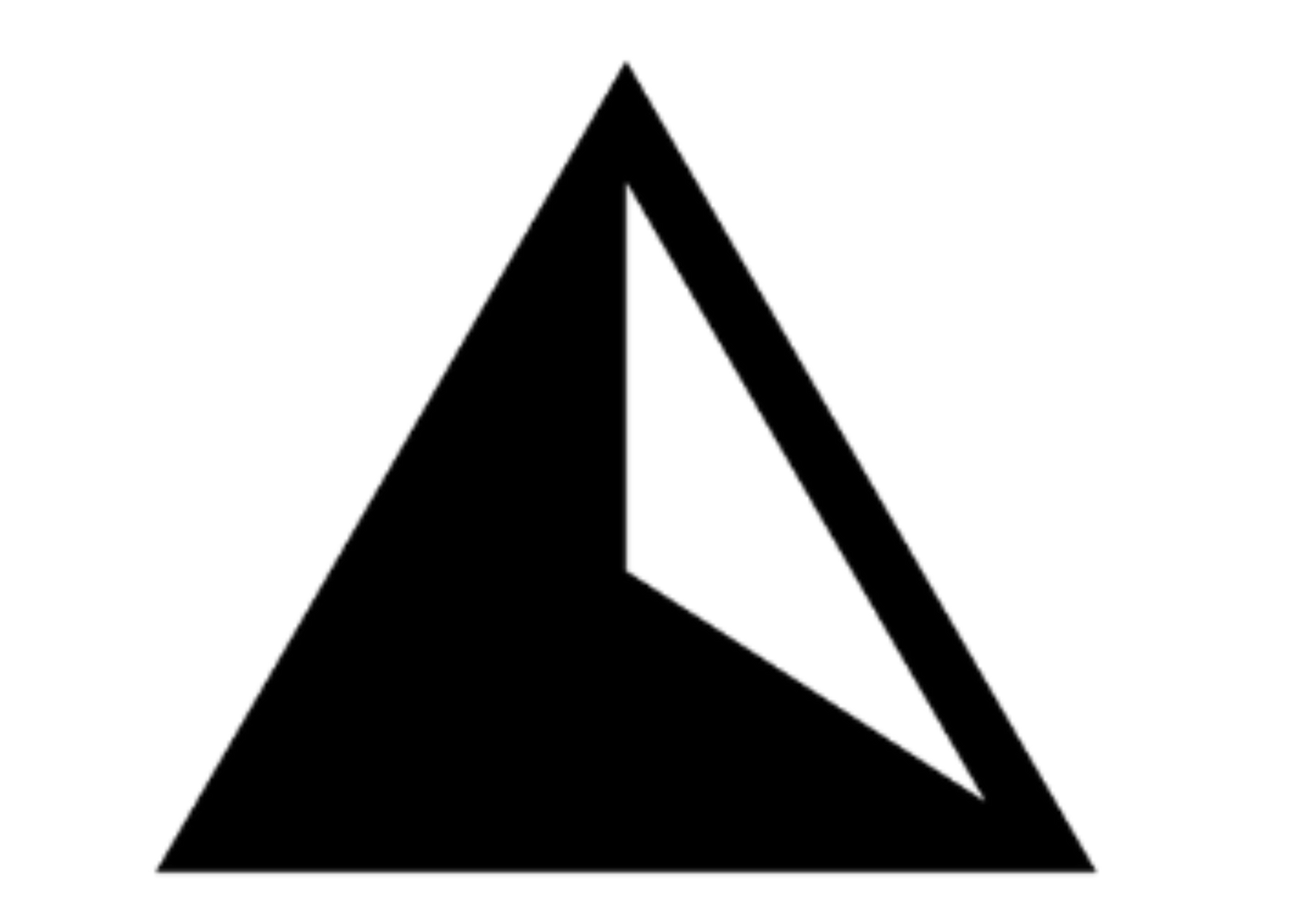 A black and white triangle on a white background