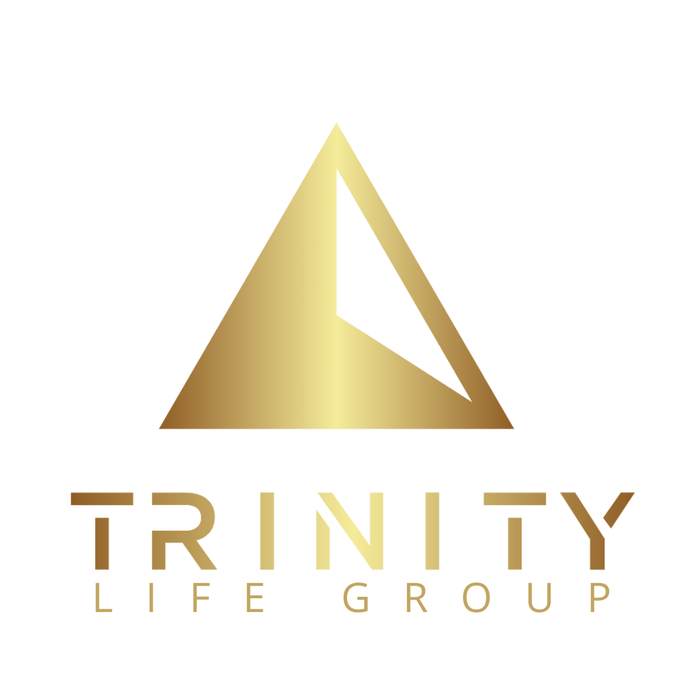 A gold triangle with the word trinity below it