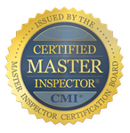 Certified Master Inspector with blue center and “Issued by the Master Inspector Certification Board” text
