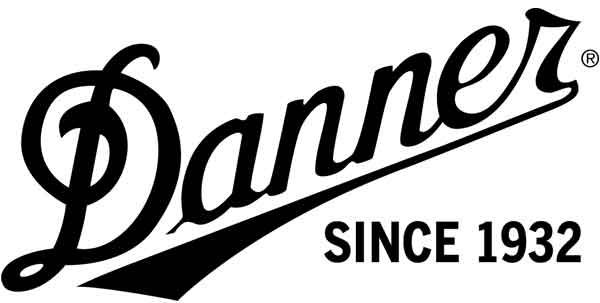 A black and white logo for danner since 1932 on a white background.