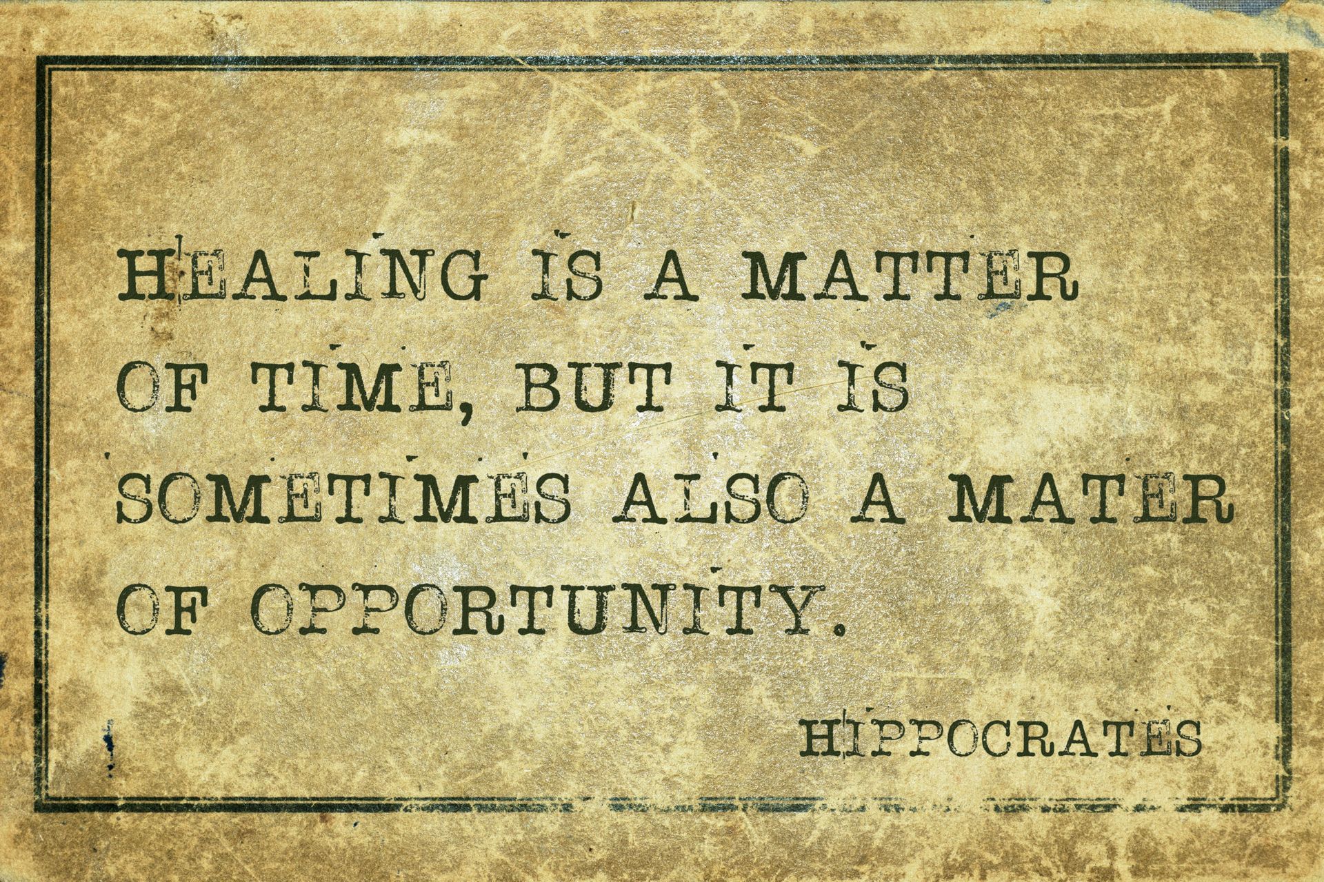 Healing is a matter of time