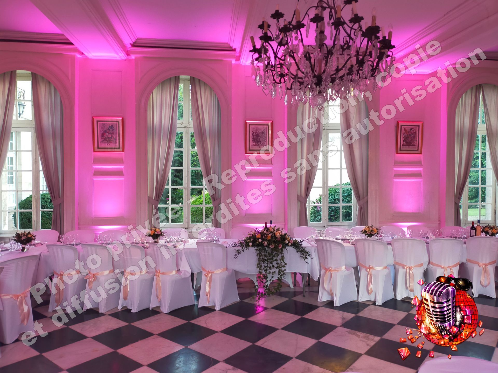chateau de vic sur aisne mariage décoration led