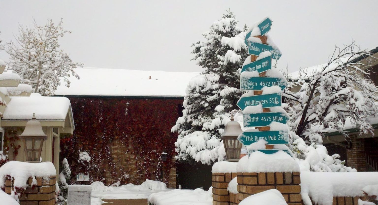 The beautiful courtyard during winter snow