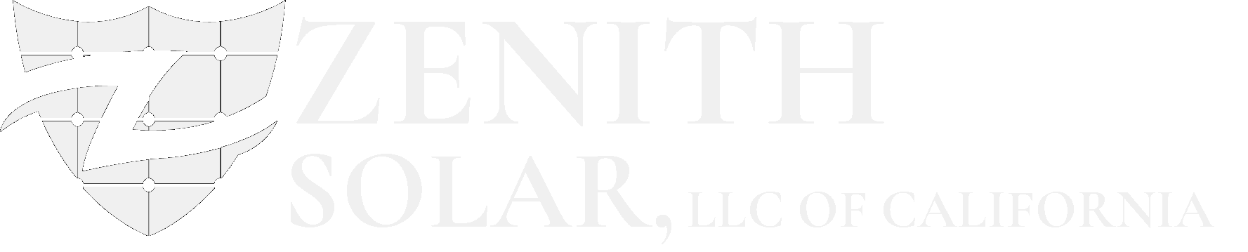 Zenith Solar California logo with pale globe graphic and light gray text on a white background