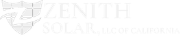 Zenith Solar California logo with pale globe graphic and light gray text on a white background