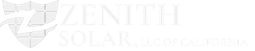 Zenith Solar California logo with pale globe graphic and light gray text on a white background