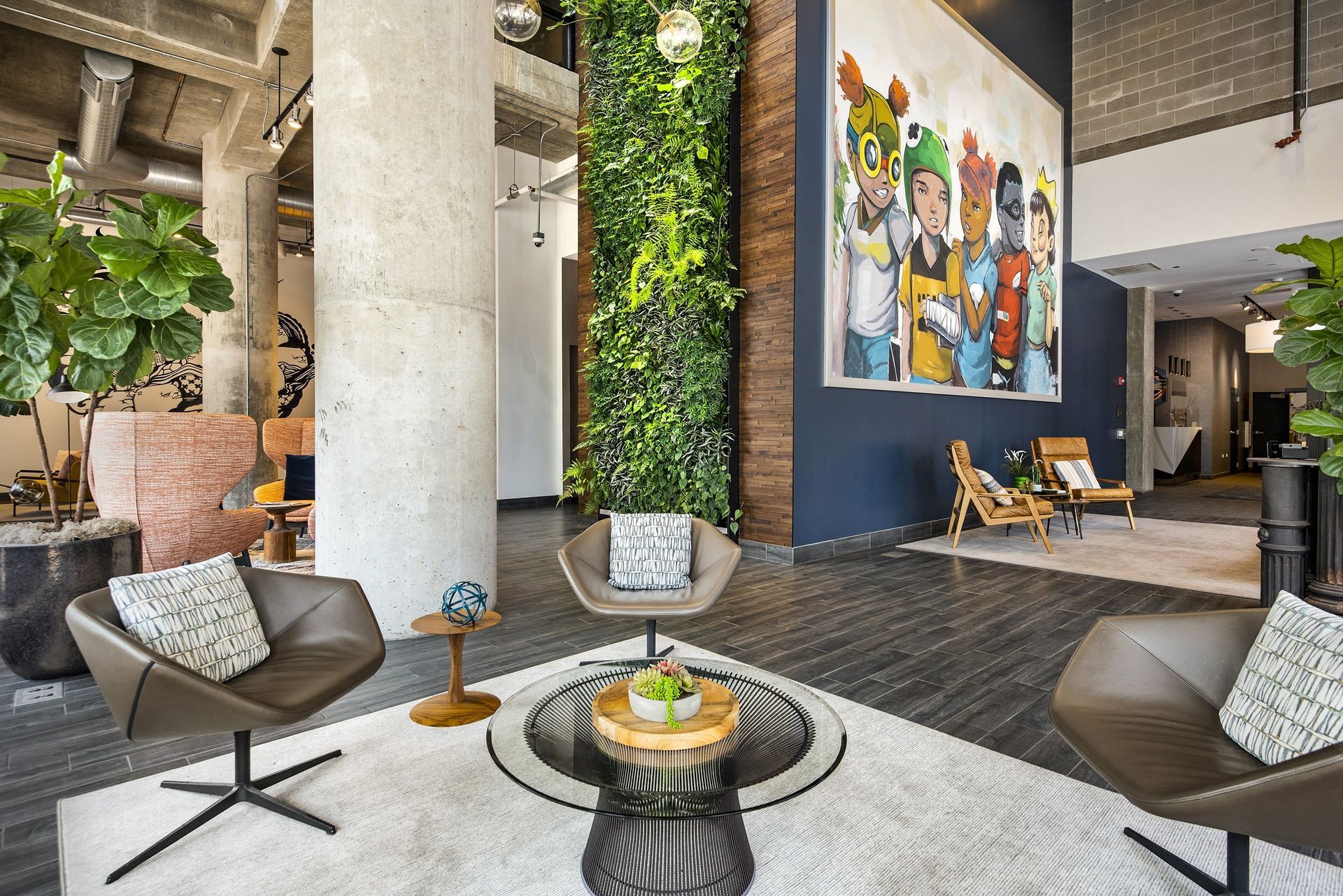 Lobby with Living Wall at Reside on Green Street