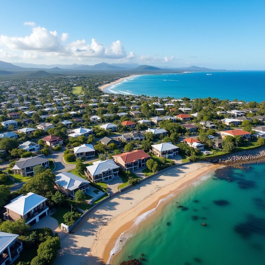 Aerial View of a Coastal Town With Sandy Beach — UAScend Aerial Solutions in Townsville, QLD
